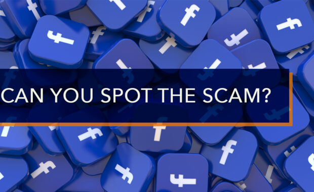 illustration of a Facebook scam